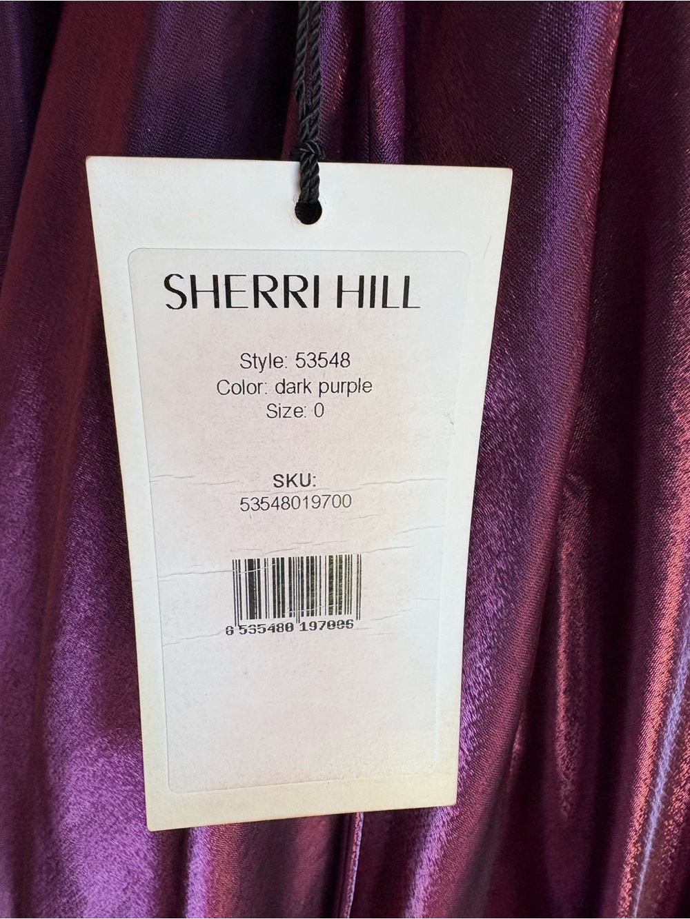 Sherri Hill Satin A-Line Prom Dress Gown Special Occasion Deep Purple Size 0 - Picture 10 of 12